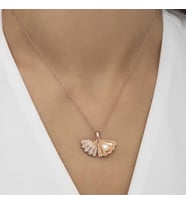 Gümüş Rose İncili İstiridye Bayan Kolye