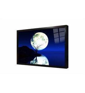 Tablosan Gece Ay Önünde Ağaç Manzarası Çerçeveli Cam Tablo