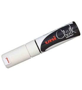 Uni Chalk 8 mm Kesik Uç Su Bazlı Sıvı Tebeşir Kalemi Beyaz 