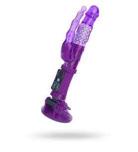 Vajinal Çift Çıkışlı Döner İnci Taneli Çift Motorlu Vantuzlu 22cm Vibratör