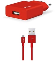 Şarj Aleti 2.1A Micro USB Kablolu Kırmızı