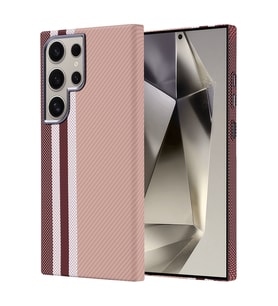 Lexroo Galaxy S24 Ultra Kılıf M-safe Şarj Özellikli Karbon Fiber Görünümlü Nekst Kılıf - Gold