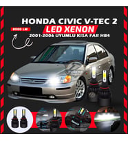 Honda Civic V-TEC 2 2001-2006 Kısa Far Uyumlu Şimşek Etkili Led Xenon Light Series HB4