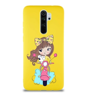 Xiaomi Redmi Note 8 Pro Soft Premier Kapak Vespagirl Tasarımlı Silikon Kılıf - Sarı (Şeffaf)