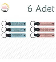 Gök Mavi & Yavru Ağzı, 6’lı Set, İsim Yazılabilen Deri Anahtarlık, Aile Bayramlaşmasına Özel Hatıra