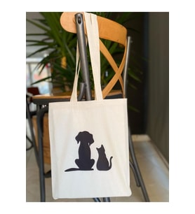 Bez Çanta Dünyası Kedi Köpek Baskılı Bez Çanta