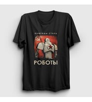 Presmono Unisex Siyah Robots CCCP Sovyetler Birliği T-Shirt 267582tt