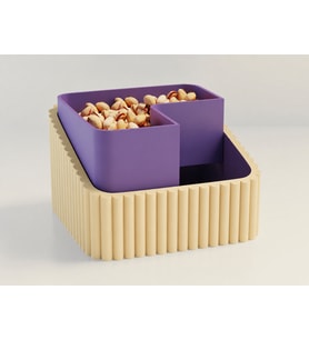 3D Baskı Fıstık Kasesi - Çift Hazneli Kabuk Ayırıcı Sunum Kasesi - Bej Mor