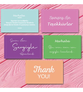 Teşekkür Kartı - Thank you card 50 adet renkli-TK070