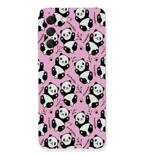 Samsung Galaxy S21 FE Uyumlu Lansman Kılıf Panda Tasarımlı İçi Kadife Kapak-Pembe (Şeffaf)
