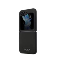 TUMI Galaxy Z Flip 5 Kılıf TUMI Liquid Silikon Metal Logo Dizayn Orjinal Lisanslı Kapak (Siyah)