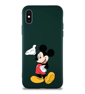 Apple iPhone XS Soft Premier Kapak Mickey Mouse-C Tasarımlı Silikon Kılıf - Yeşil (Şeffaf)