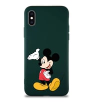 Apple iPhone XS Soft Premier Kapak Mickey Mouse-C Tasarımlı Silikon Kılıf - Yeşil (Şeffaf)