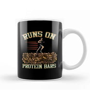 Runs On Protein Bars Funny Cardio & Running Pun Kupa Bardak Porselen