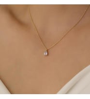 925 Ayar Gümüş Damla Taşlı Kolye (Gold)