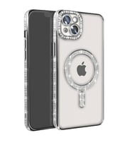 Apple iPhone 14 Kılıf Joke Simli Magneticsafe Kılıf - Gümüş