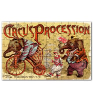 Cakapuzzle Sirkte Filler ve Palyaçolar Retro Tablo Puzzle Yapboz MDF (Ahşap) (120 Parça)
