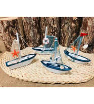 Mini Ahşap Gemi 4 lü Set Ev ve Ofis Aksesuarı