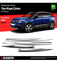 Drs Tuning Peugeot 3008 Uyumlu Krom Yan Kapı Çıtası 4 Parça. 2016 Üzeri