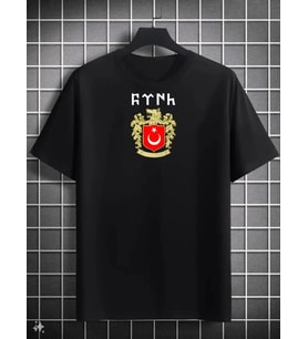 Erkek Kısa Kol Yazlık Tişört Bisiklet Yaka Baskılı Oversize T-Shirt - Siyah