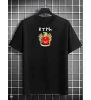 Erkek Kısa Kol Yazlık Tişört Bisiklet Yaka Baskılı Oversize T-Shirt - Siyah