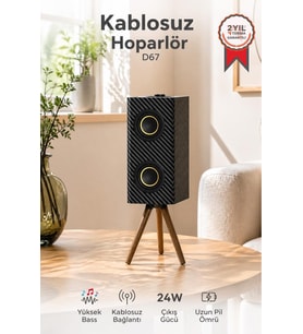 Torima Kablosuz Hoparlör 24W 3000mAh Taşınabilir Ayaklı Speaker D67 Siyah