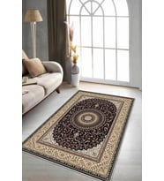Lacivert Klasik Göbekli Kaymaz Tabanlı Dekoratif Halı RV283 - 100 x 160 cm