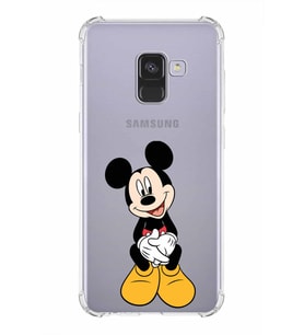 Samsung Galaxy A8 2018 Uyumlu Köşe Korumalı Antişok Kapak Mickey Mouse Tasarımlı Şeffaf Kılıf
