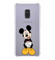 Samsung Galaxy A8 2018 Uyumlu Köşe Korumalı Antişok Kapak Mickey Mouse Tasarımlı Şeffaf Kılıf