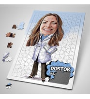 Kişiye Özel Hediye Kadın Doktor Karikatürlü Puzzle
