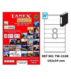 TANEX 192x34 mm LASER ETİKET TW-2108