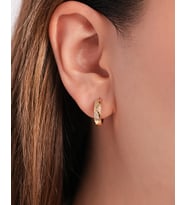 Debora Jewelry 14 Ayar Altın Zirkon Taşlı Bombeli Halka Küpe