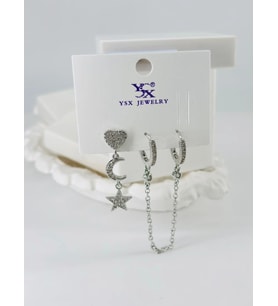 Zirkon Taşlı Üçlü Kombin Küpe - Kp00062