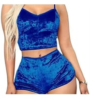 Kadife Pijama Takımı Şort 2'li Set Yumuşak Ev Giyim Loungewear W2001