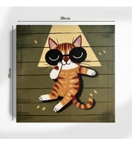 Gözlüklü Kedi 20x20 cm Illustrasyon Kanvas Tablo – Sevimli ve Hediyelik Dekor (Çok Renkli)