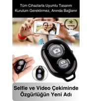 Bluetooth Kablosuz Uzaktan Kumanda İOS Android Uyumlu Selfie Fotoğraf Video Çekme Remote Shutter