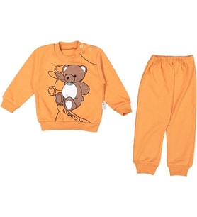 KIDDIMAX BABY 1644CH Bebek Comedy Bear Baskılı Turuncu Eşofman Takımı 