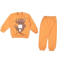 KIDDIMAX BABY 1644CH Bebek Comedy Bear Baskılı Turuncu Eşofman Takımı 