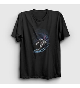 Presmono Unisex Siyah Surfer Astronaut Space Astronot Uzay T-Shirt 283973tt