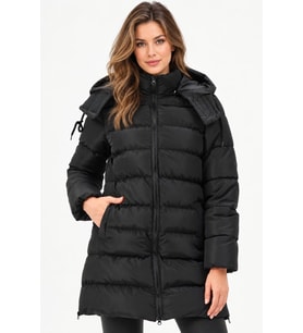 Dewberry Kadın %100 Polyester Kaban Siyah-Siyah Z9770 Günlük Dış Giyim, Katmanlı Kombin, Şehir ve Ofis Stili