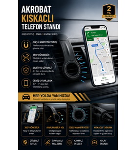360° Döner Manyetik Araç Konsol Telefon Tutucu Güçlü Sabitleme