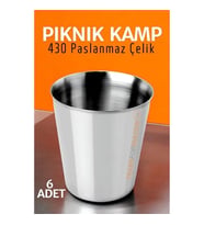 Paslanmaz Çelik Bardak Seti Kamp Piknik Bardağı 6 Adet 721504