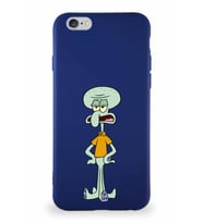 Apple iPhone 6 Soft Premier Kapak Squidward Dokunaç Tasarımlı Silikon Kılıf - Lacivert (Şeffaf)