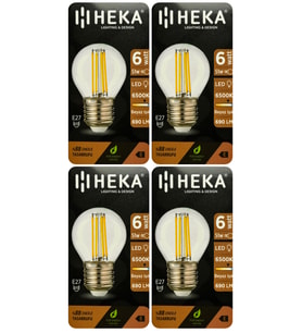 (4 Adet) Heka 6W (51W) 6500K (Beyaz Işık) E27 Duylu Şeffaf Led Ampul