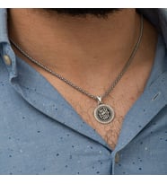 Edeb Yahu Yazılı 925 Ayar Gümüş Erkek Kolye