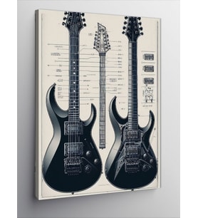 Kanvas Tablo Siyah Gitar İhtişamı