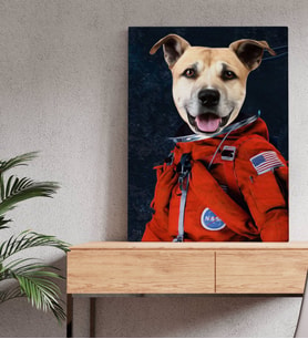 Evcil Dostlara Özel Astronot Tasarımlı Portre Kanvas Tablo-1