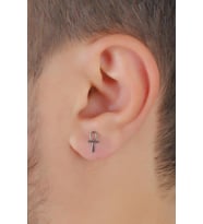 Ankh Model Gümüş Erkek Küpe