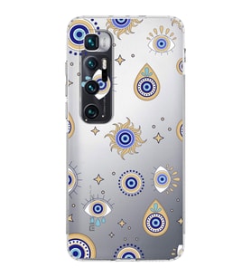 PrintiFy Xiaomi Mi 10 Pro ile Uyumlu Nazar Boncuğu 5 Baskılı Kamera Korumalı Şeffaf Silikon Kılıf