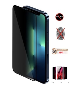Apple iphone 12 Pro Max Mat Hayalet Ekran Gizli Privacy Tam Kaplayan Kırılmaz Cam Seramik Ekran Koruyucu